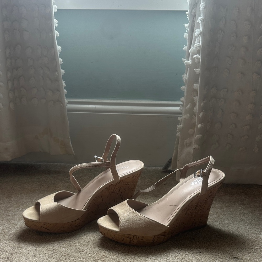 Cream/Nude/Beige Wedge Sandals